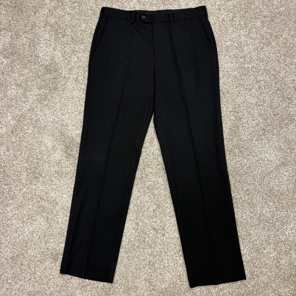 Brooks Brothers Wool Dress Pants Mens 35x32 Regent Fit Flat Front Black Trousers